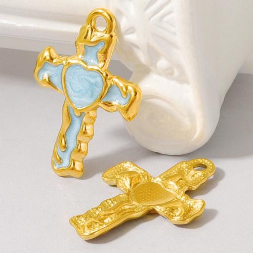 Stainless Steel Cross Pendants, 304 Stainless Steel, Heart and Cross, plated, DIY & enamel, more colors for choice, 10PCs/Bag, Sold By Bag