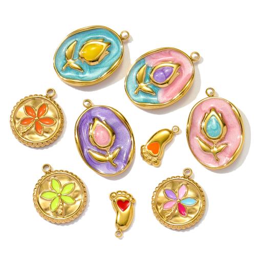 304 Stainless Steel Pendant, plated, DIY & enamel, more colors for choice, 3PCs/Bag, Sold By Bag