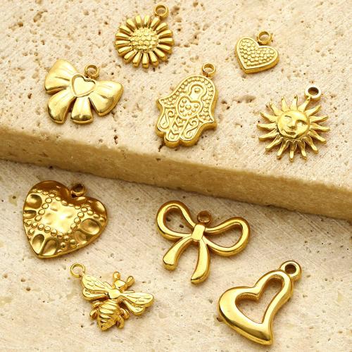 Titanium Steel Pendant, gold color plated, DIY, golden, 10PCs/Bag, Sold By Bag