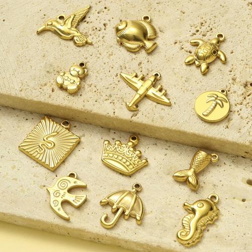 Titanium Steel Pendant, gold color plated, DIY, golden, 10PCs/Bag, Sold By Bag