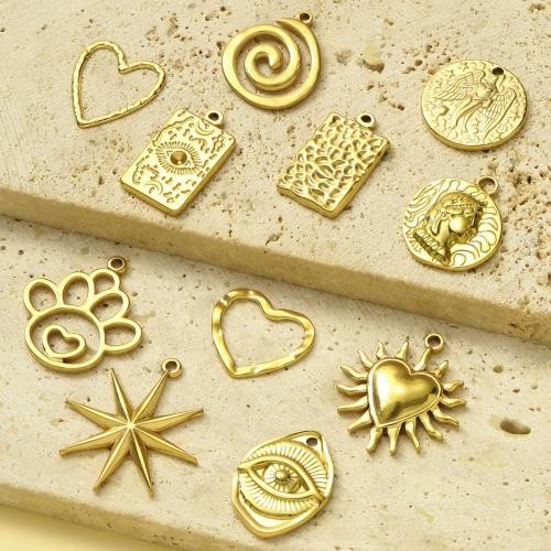 Titanium Steel Pendant, gold color plated, DIY, golden, 10PCs/Bag, Sold By Bag