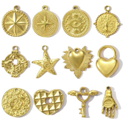 Titanium Steel Pendant, gold color plated, DIY, golden, 10PCs/Bag, Sold By Bag