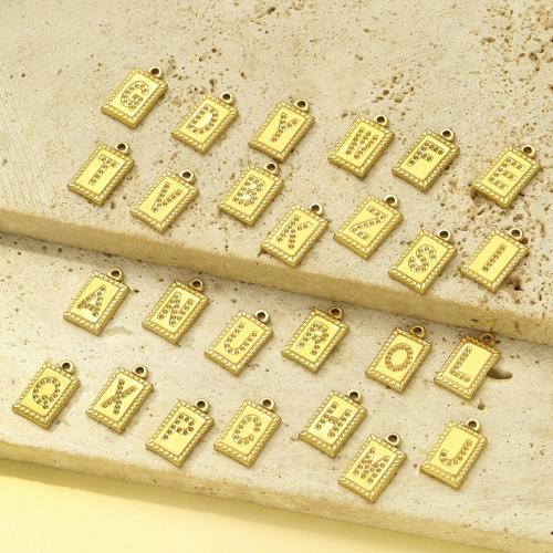 Titanium Steel Pendant, Square, gold color plated, DIY, golden, 10PCs/Bag, Sold By Bag