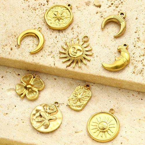 Titanium Steel Pendant, gold color plated, DIY, golden, 10PCs/Bag, Sold By Bag