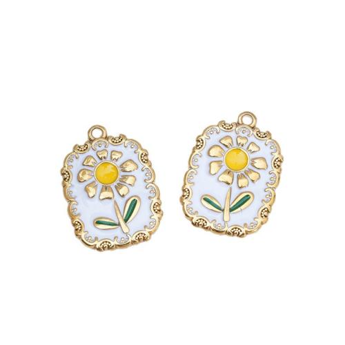 Stainless Steel Pendants, 304 Stainless Steel, Flower, plated, DIY & enamel, mixed colors, 10PCs/Bag, Sold By Bag