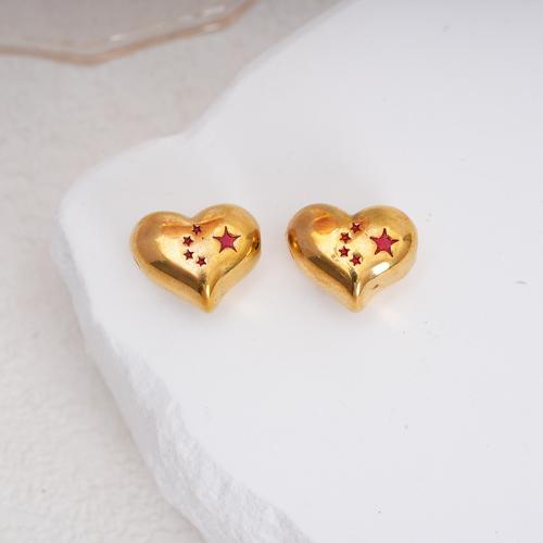 Stainless Steel Beads, 304 Stainless Steel, Heart, plated, DIY & enamel, more colors for choice, 10PCs/Bag, Sold By Bag