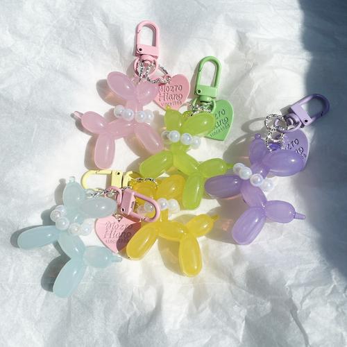 Acrylic Key Clasp, with Plastic Pearl, Dog, cute & for woman, more colors for choice, key clasp length 50-80mm, Sold By PC