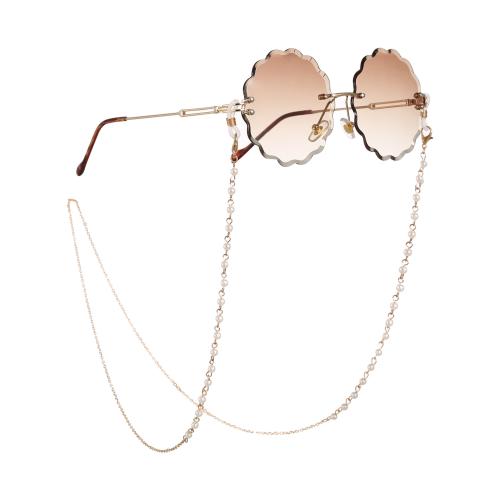 Glasses Holder, Plastic Pearl, with Tibetan Style, gold color plated, fashion jewelry & for woman, more colors for choice, Length:Approx 70 cm, Sold By PC