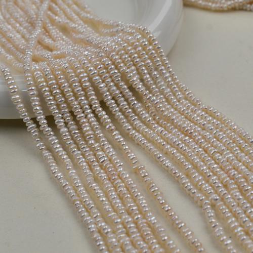 Freshwater Pearl Beads, Flat Round, plated, DIY, white, 3x4mm, Sold By Strand