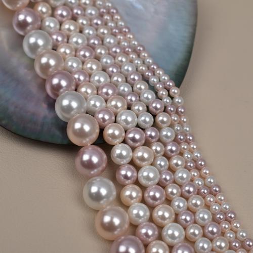 Glass Pearl Beads, Round, gold color plated, DIY, mixed colors, 2Strands/Bag, Sold By Bag