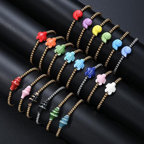 304 Stainless Steel Bracelet, with Porcelain, Animal, gold color plated, fashion jewelry, more colors for choice, Sold By PC