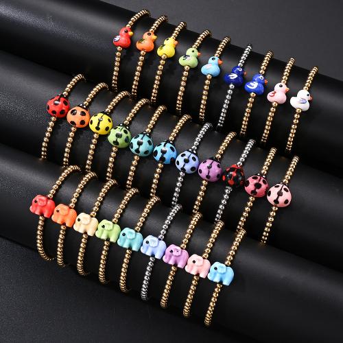 acero inoxidable 304 Pulsera, con Porcelana, Animal, chapado en color dorado, Joyería, más colores para la opción, Vendido por UD
