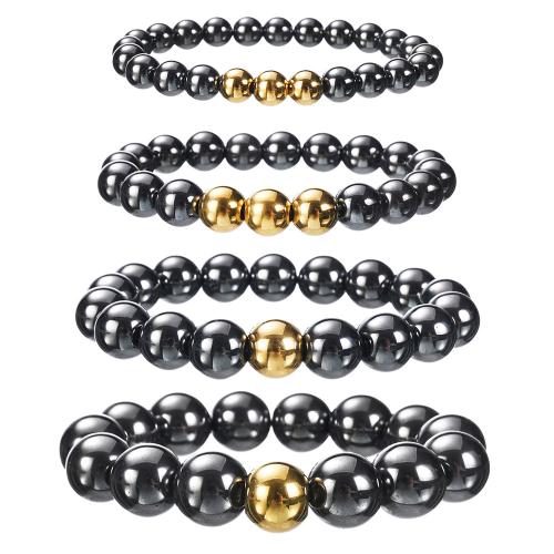 Stainless Steel Jewelry Bracelet, 304 Stainless Steel, with Obsidian, gold color plated, fashion jewelry, more colors for choice, Sold By PC