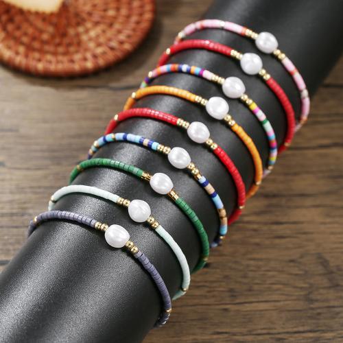 Seedbead Bracelet, with Glass Pearl, gold color plated, fashion jewelry, more colors for choice, Sold By PC