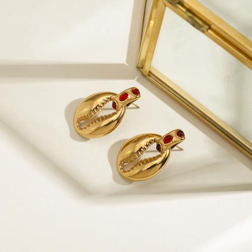 Stainless Steel Drop Earring, 304 Stainless Steel, gold color plated, fashion jewelry & micro pave cubic zirconia, more colors for choice, Sold By Pair
