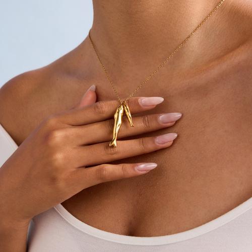 Stainless Steel Jewelry Necklace, 304 Stainless Steel, with Titanium Steel, Fish, gold color plated, fashion jewelry, golden, Sold By PC