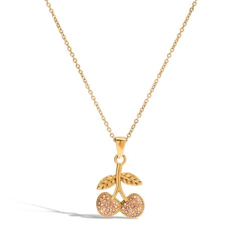 Collar de acero inoxidable de la joyería, acero inoxidable 304, chapado en color dorado, micro arcilla de zirconia cúbica, más colores para la opción, Vendido por UD