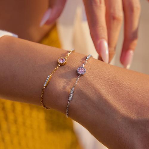Stainless Steel Jewelry Bracelet, 304 Stainless Steel, gold color plated, fashion jewelry & micro pave cubic zirconia, more colors for choice, Sold By PC