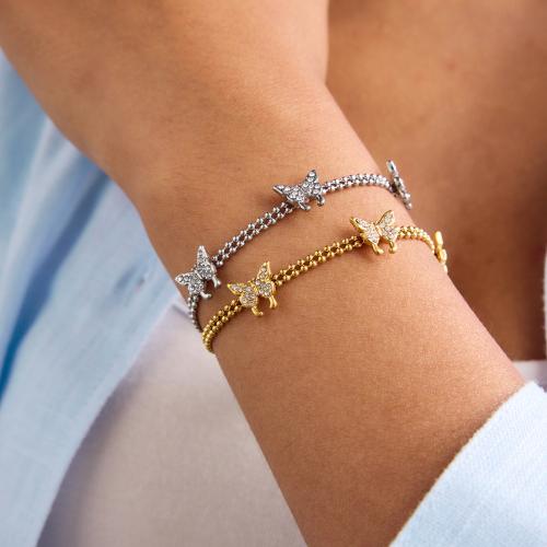 Stainless Steel Jewelry Bracelet, 304 Stainless Steel, gold color plated, fashion jewelry & with rhinestone, more colors for choice, Sold By PC