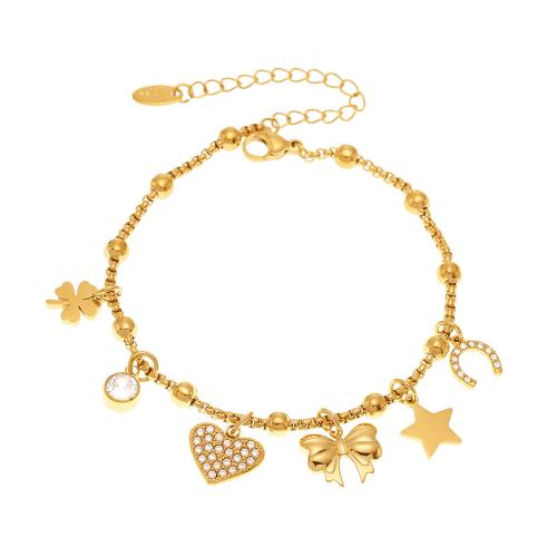 Cubic Zirconia Stainless Steel Jewelry Sets, 304 Stainless Steel, with Cubic Zirconia, gold color plated, fashion jewelry & different styles for choice & for woman, Sold By PC