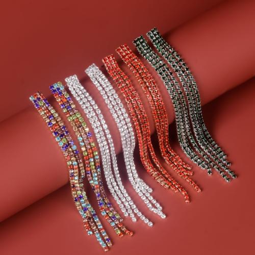 Mode-Fringe-Ohrringe, Messing, Modeschmuck & für Frau & mit Strass, keine, verkauft von Paar