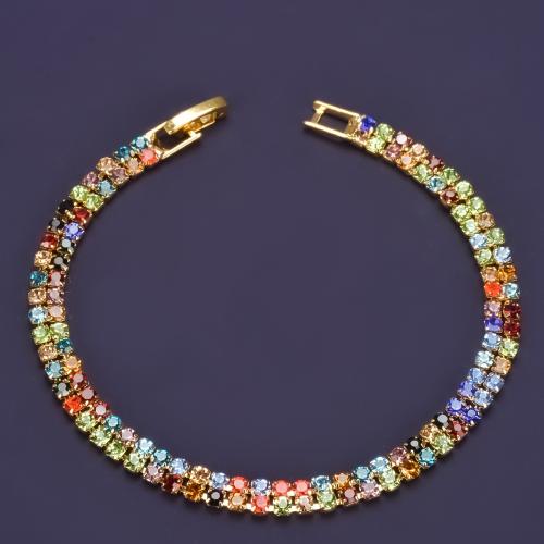 Brass Bracelet & Bangle, fashion jewelry & for woman & with rhinestone, more colors for choice, Sold By PC
