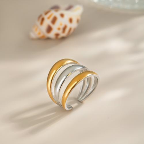 Stainless Steel Finger Ring, 304 Stainless Steel, plated, for woman & two tone & hollow, Sold By PC