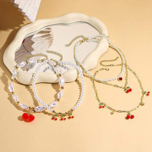 Tibetan Style Jewelry Necklace, with Plastic Pearl, plated, fashion jewelry & for woman & enamel, Sold By PC