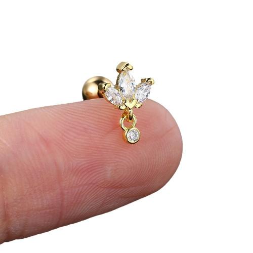 Cubic Zirconia Micro Pave Brass Earring, with Cubic Zirconia, plated, fashion jewelry & for woman, more colors for choice, 6x10mm, Sold By PC