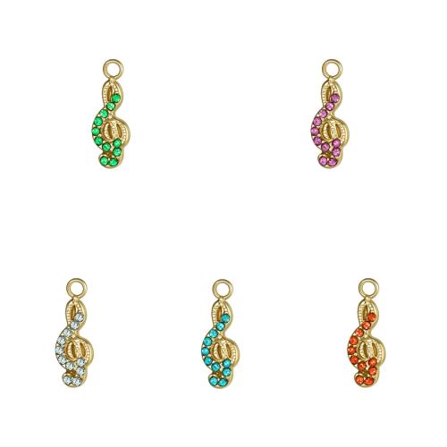 Stainless Steel Pendants, 304 Stainless Steel, gold color plated, DIY & with rhinestone, golden, Sold By PC