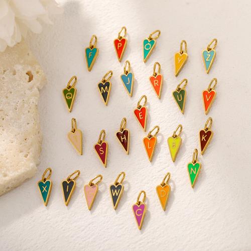 Stainless Steel Heart Pendants, 304 Stainless Steel, gold color plated, DIY & enamel, more colors for choice, Sold By PC