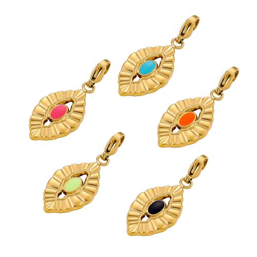 Stainless Steel Pendants, 304 Stainless Steel, with Gemstone, Teardrop, gold color plated, DIY, golden, Sold By PC