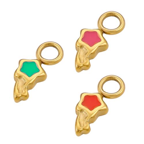 Stainless Steel Pendants, 304 Stainless Steel, Star, gold color plated, DIY & enamel, golden, Sold By PC