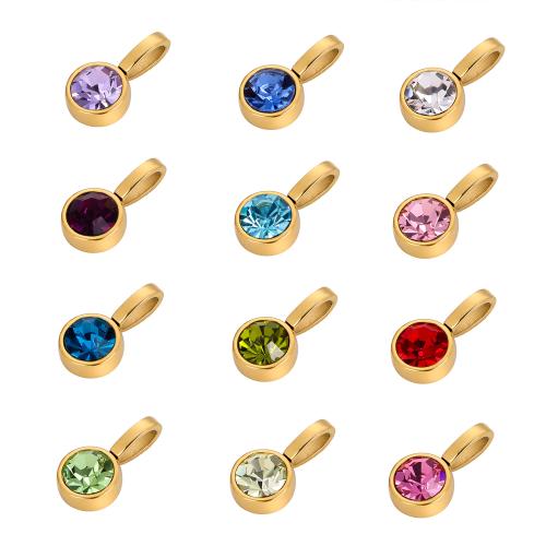Edelstahl Schmuck Anhänger, 304 Edelstahl, goldfarben plattiert, DIY & mit Strass, goldfarben, verkauft von PC
