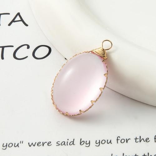 Resin Pendant, with Brass, plated, DIY, pink, 18.60x8.70x31.90mm, Sold By PC