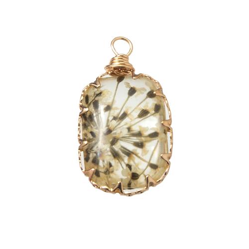 Harz Anhänger, mit Getrocknete Blumen & Messing, plattiert, DIY, keine, 14.80x6.35x26.30mm, verkauft von PC