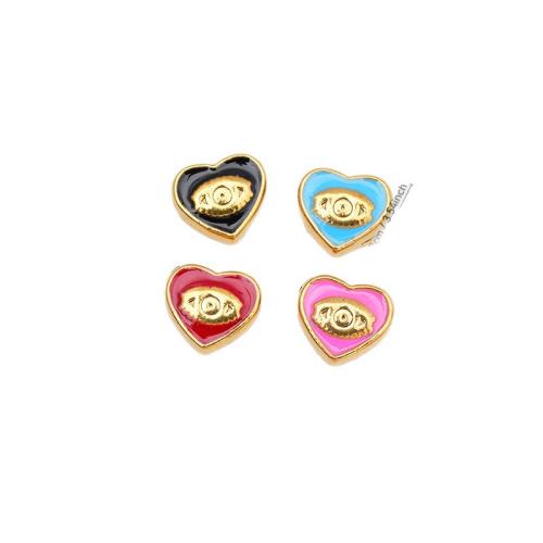 Stainless Steel Beads, 304 Stainless Steel, Heart, plated, DIY & enamel, more colors for choice, 10PCs/Bag, Sold By Bag
