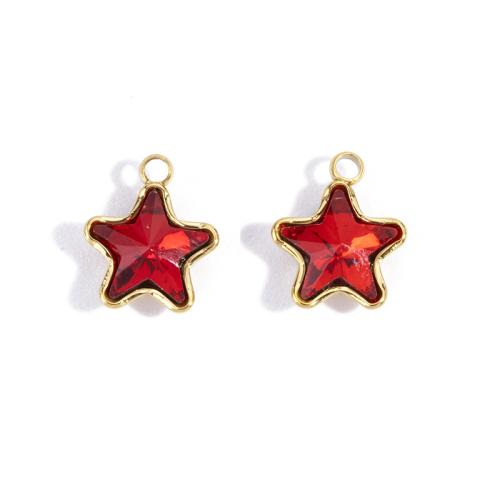 Stainless Steel Pendants, 304 Stainless Steel, Star, plated, DIY & with rhinestone, more colors for choice, 100PCs/Bag, Sold By Bag
