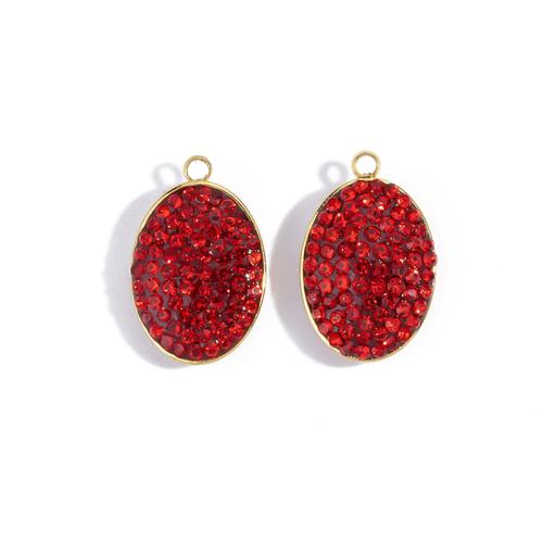 Stainless Steel Pendants, 304 Stainless Steel, Ellipse, plated, DIY & with rhinestone, more colors for choice, 100PCs/Bag, Sold By Bag