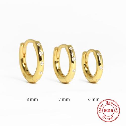 925 Sterling Silver Huggie Hoop Earring, different size for choice & for woman & with rhinestone, more colors for choice, Sold By Pair
