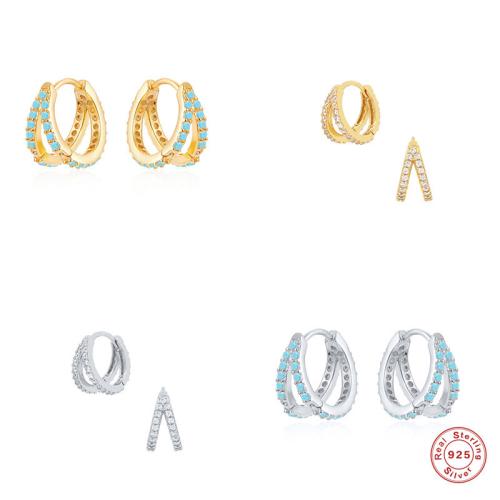 925 Sterling Silver Huggie Hoop Earring, fashion jewelry & for woman, more colors for choice, Inner Diameter:Approx 9mm, Sold By Pair
