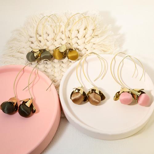 Brass Drop Earring, with Cloth, gold color plated, fashion jewelry & for woman, more colors for choice, 60mm, Sold By Pair