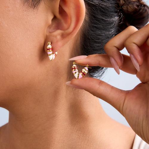 Stainless Steel Lever Back Earring, 304 Stainless Steel, gold color plated, fashion jewelry & enamel, more colors for choice, Sold By Pair