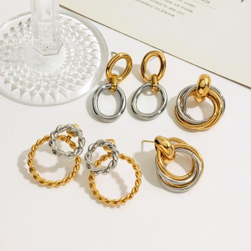 Stainless Steel Drop Earring, 304 Stainless Steel, gold color plated, fashion jewelry, more colors for choice, Sold By Pair