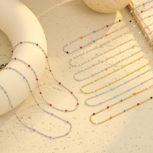 Нержавеющая сталь 304 Ожерелье, с Seedbead, Другое покрытие, ювелирные изделия моды & Женский & эмаль, Много цветов для выбора, продается PC