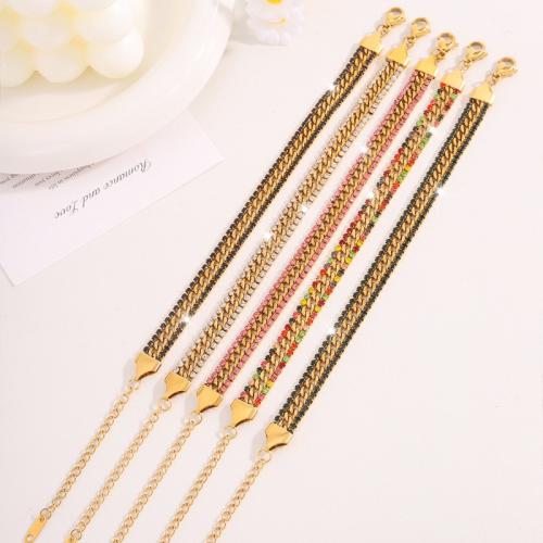 304 Stainless Steel Bracelet, with Cubic Zirconia, 18K gold plated, fashion jewelry & for woman, more colors for choice, Sold By PC