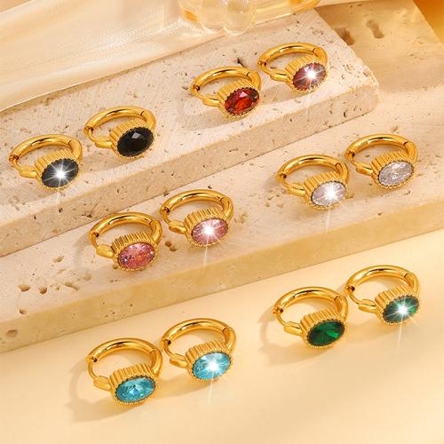 304 Stainless Steel Lever Back Earring, gold color plated, fashion jewelry & for woman & with rhinestone, more colors for choice, Sold By Pair