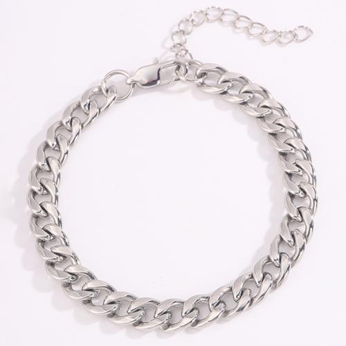 304 Stainless Steel Bracelet, plated, fashion jewelry & for man, silver color, Sold By PC