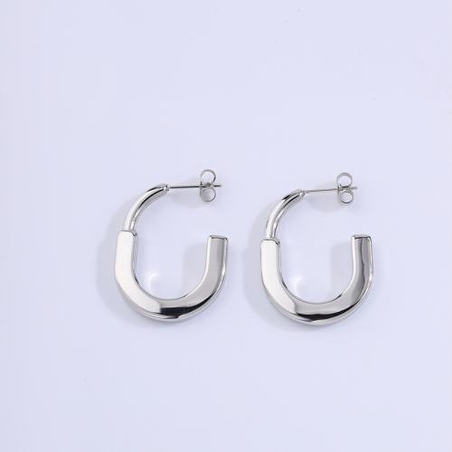 304 Stainless Steel Stud Earring, plated, fashion jewelry & for woman, silver color, Sold By Pair