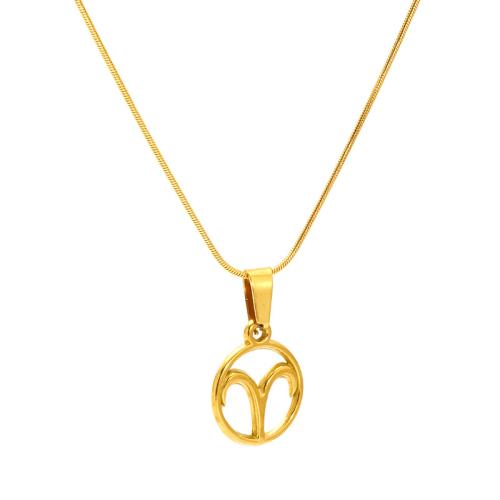 Stainless Steel Jewelry Necklace, 304 Stainless Steel, 18K gold plated, Zodiac symbols jewelry & different designs for choice & for woman & hollow, Sold By PC